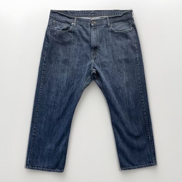 Levis Jeans Men Sz 42 x 30 Blue 569 Loose Straight‎ Fit 100% Cotton Dark Wash - Picture 1 of 13